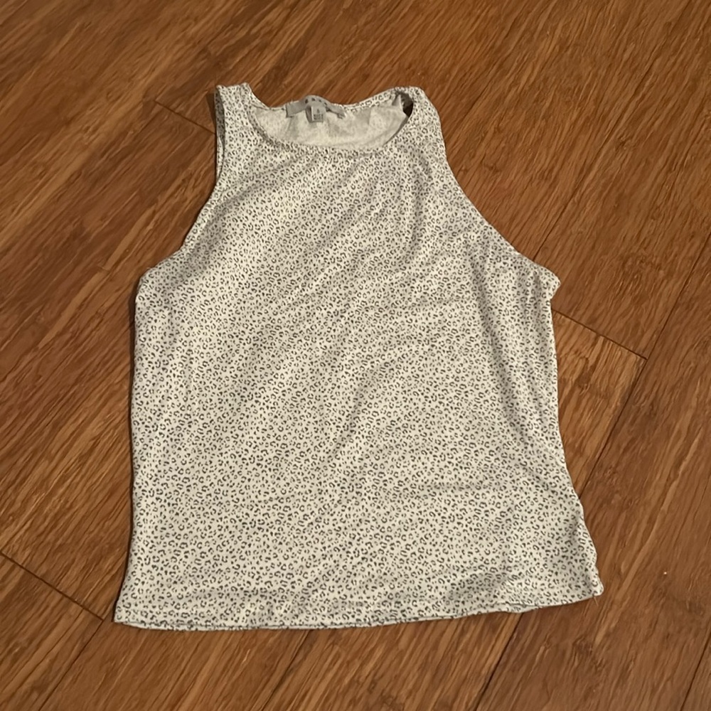 Sleeveless top, grey leopard print, size S